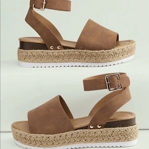 Brown Espadrille Platform Sandals